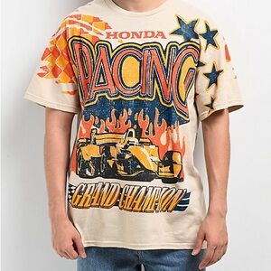 NEW HONDA RACING GRAND CHAMPION GRAND PRIX ALL OVER PRINT NATURAL T-SHIRT SZ M